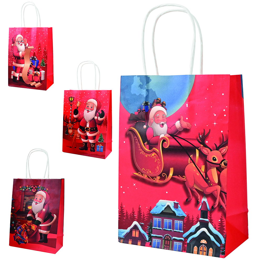 SACOLA DE PAPEL SANTA PRINTS 33X25X12CM