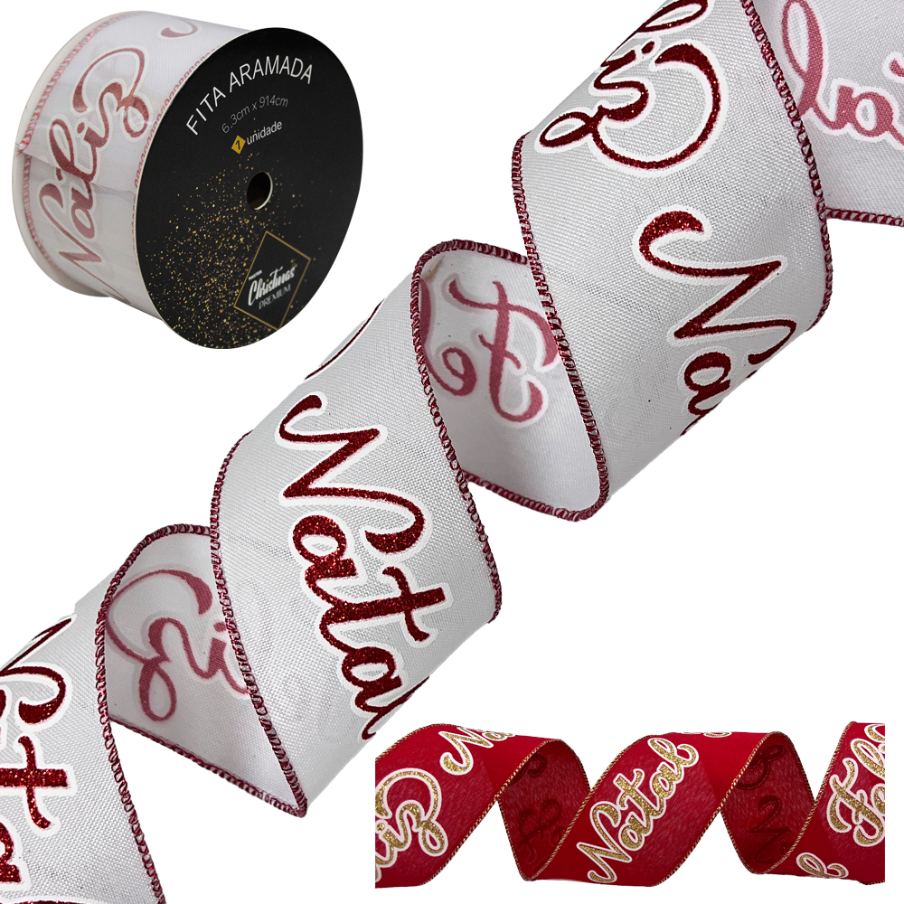 FITA ARAMADO FELIZ NATAL COM GLITTER PREMIUM 6,3X914CM DP PLAY