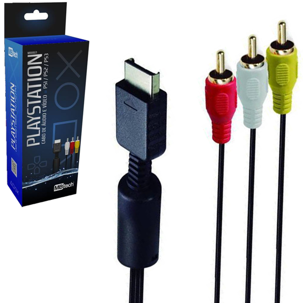 CABO DE AUDIO E VIDEO 3RCA MACHO PARA PS1 / PS2 / PS3 COM FILTRO 1,8M