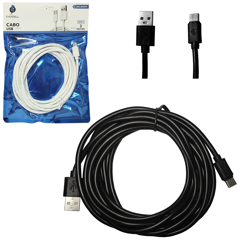 CABO PARA CELULAR USB X TIPO C EXOCELL 3M