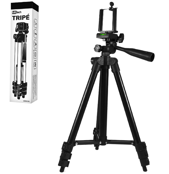 SUPORTE TRIPE DE ALUMINIO PARA CELULAR / CAMERA COM NIVEL 1,02M NA CAIXA 