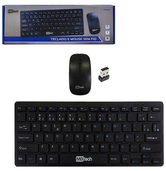 TECLADO E MOUSE PARA COMPUTADOR SEM FIO USB 78 TECLAS NA CAIXA