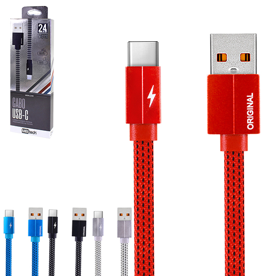 CABO PARA CELULAR USB X TIPO C 1M COLORS