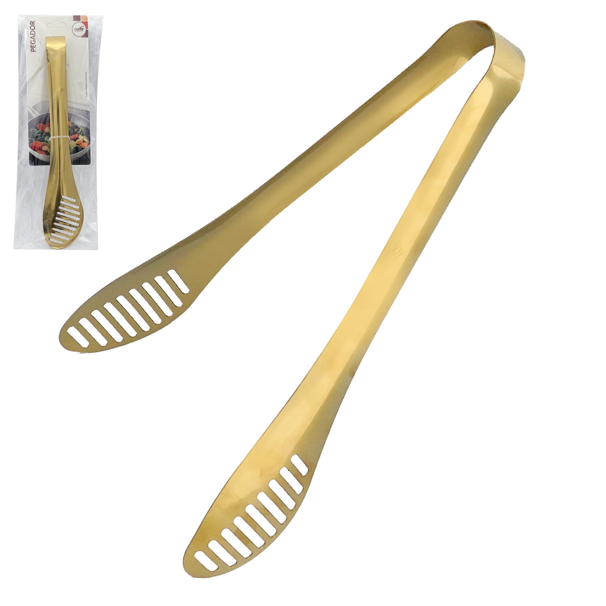PEGADOR MULTIUSO VAZADO DE INOX DOURADO 24X4,5CM