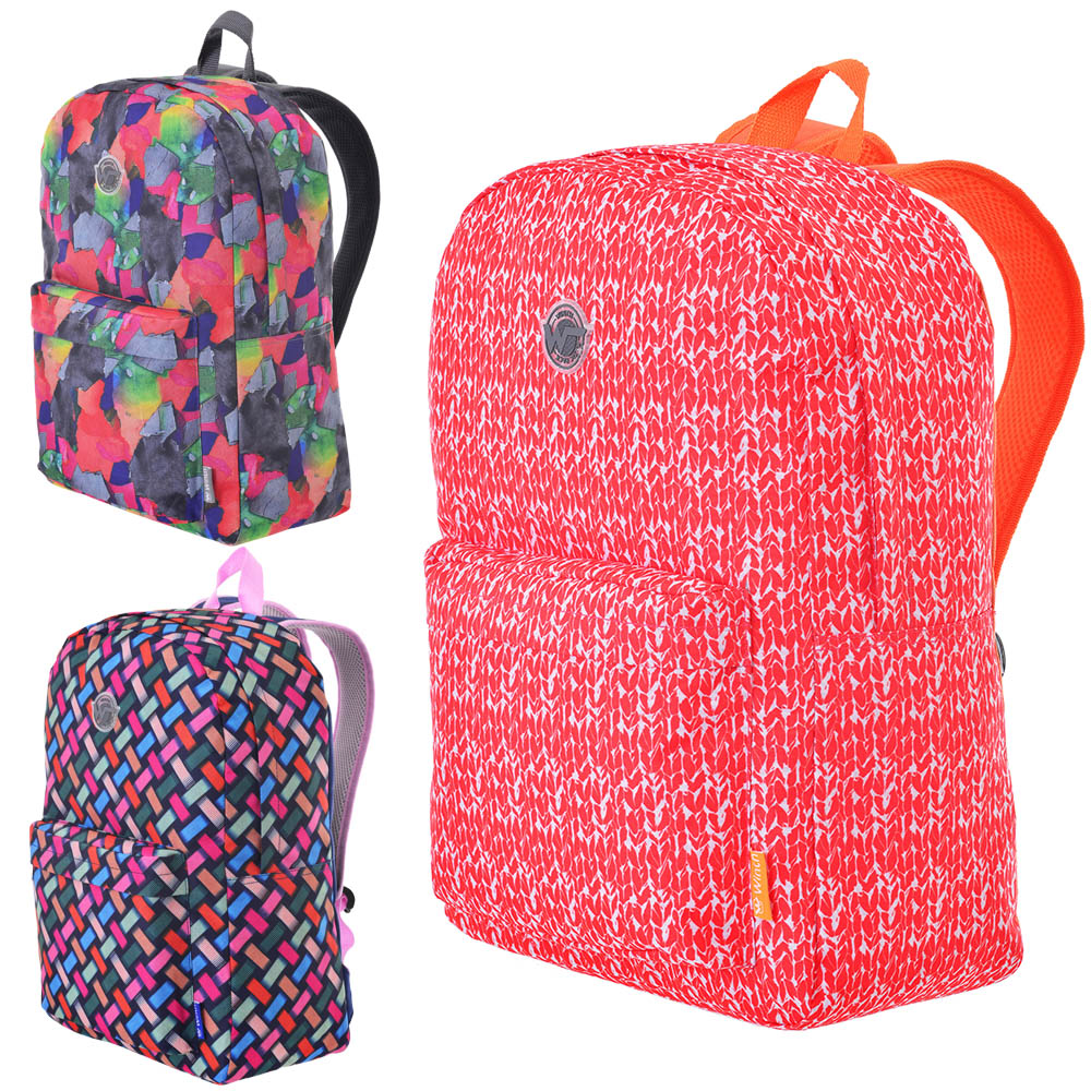 MOCHILA JUVENIL FEMININA BASIC WINTH ESTAMPAS SORTIDAS 17,5''