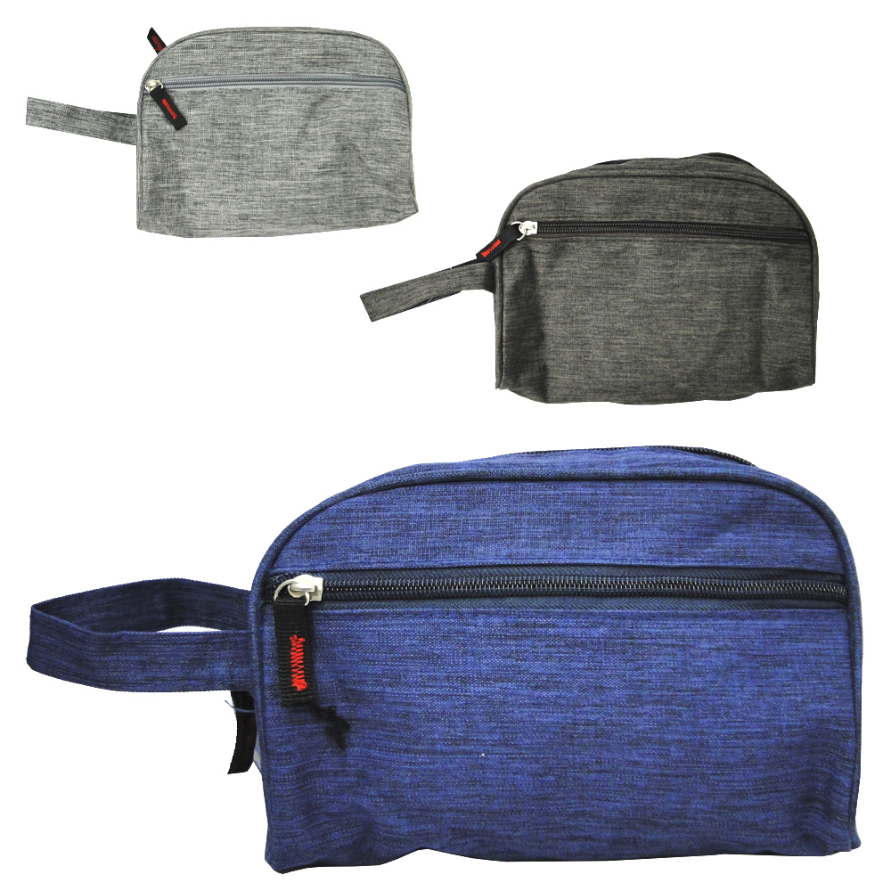 NECESSAIRE DE POLIESTER MEIA LUA UNISSEX COM ALCA + ZIPER 21,5X13,5X8,8CM 