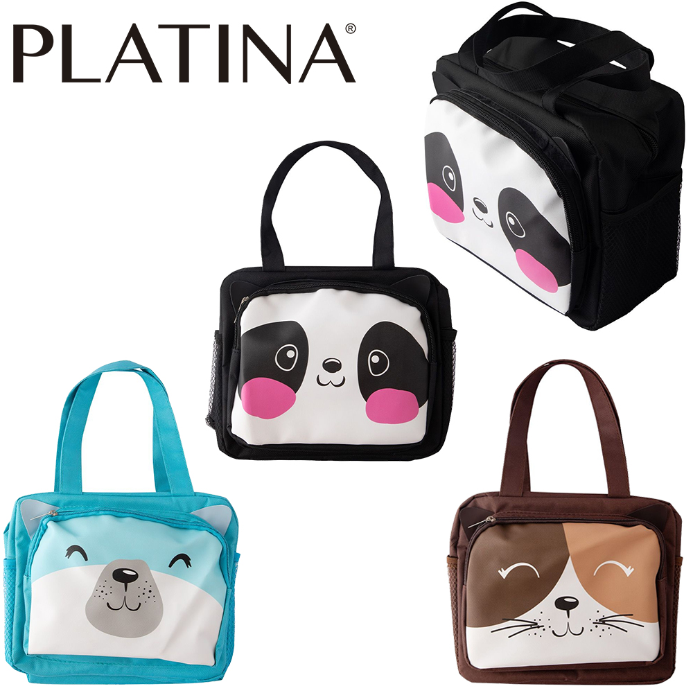 BOLSA TERMICA RETANGULAR BICHINHOS OXFORD PLATINA 25X21X13CM