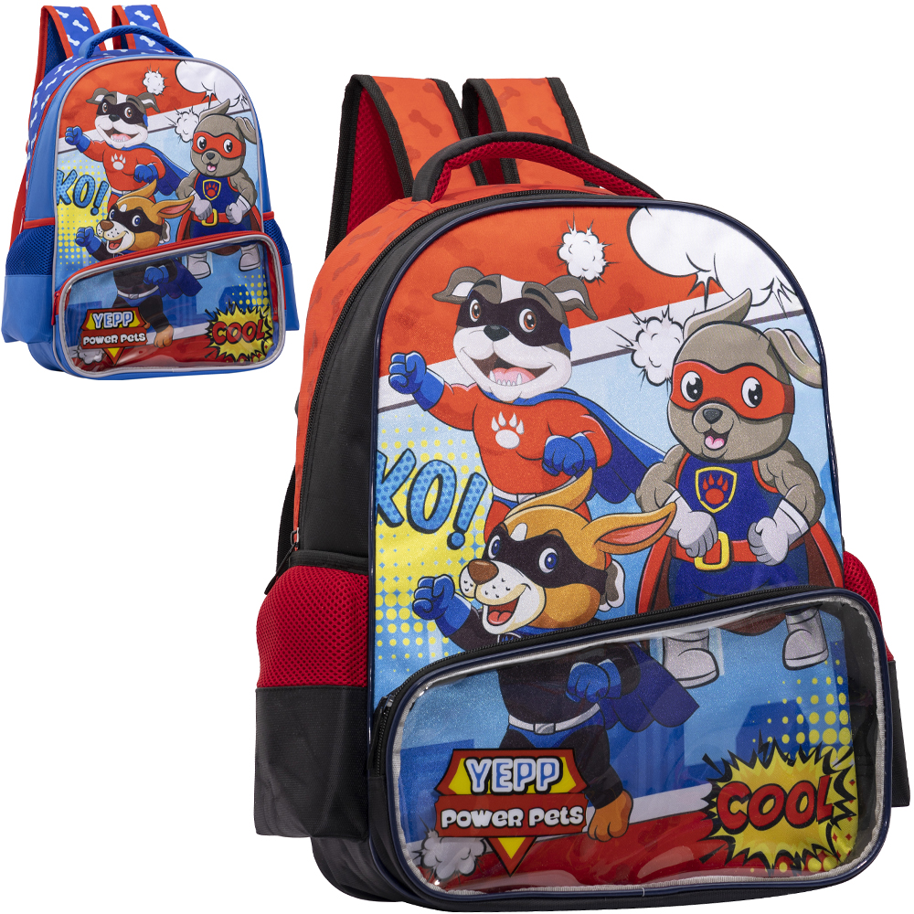 MOCHILA INFANTIL MASCULINA POWER PETS 16''