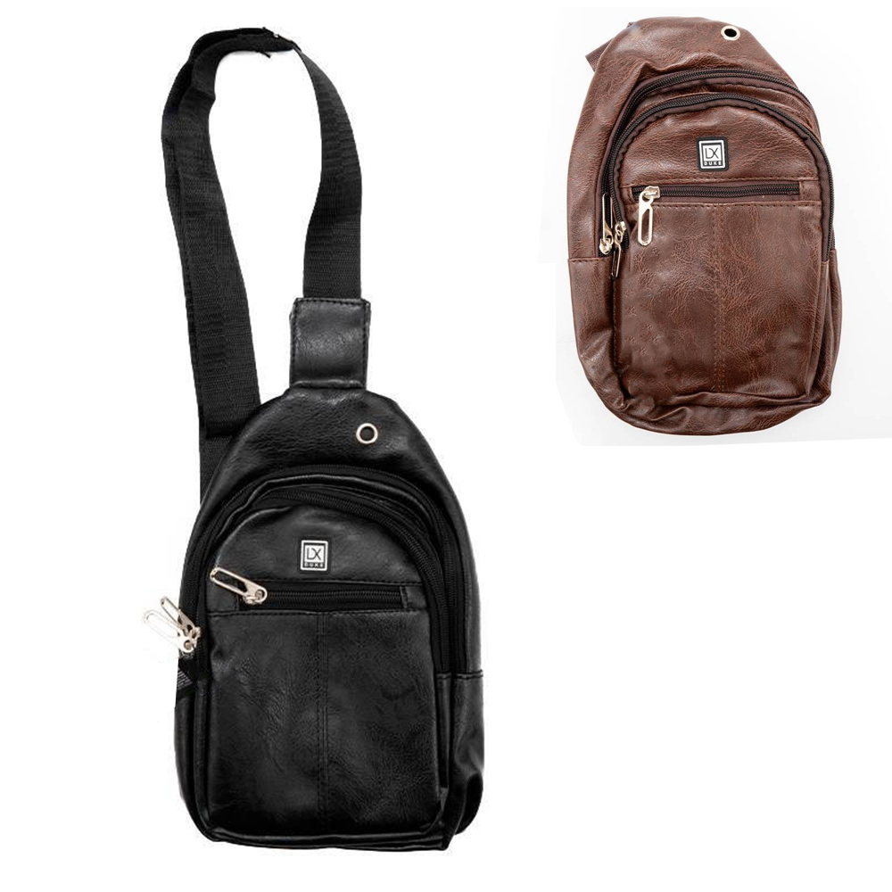 MOCHILA TRANSVERSAL COURO SINTETICO DUKE 30X18CM