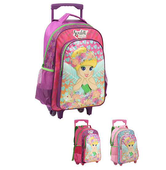 MOCHILA INFANTIL FEMININA COM CARRINHO STANDARD SCARLETT 16'' COLORS