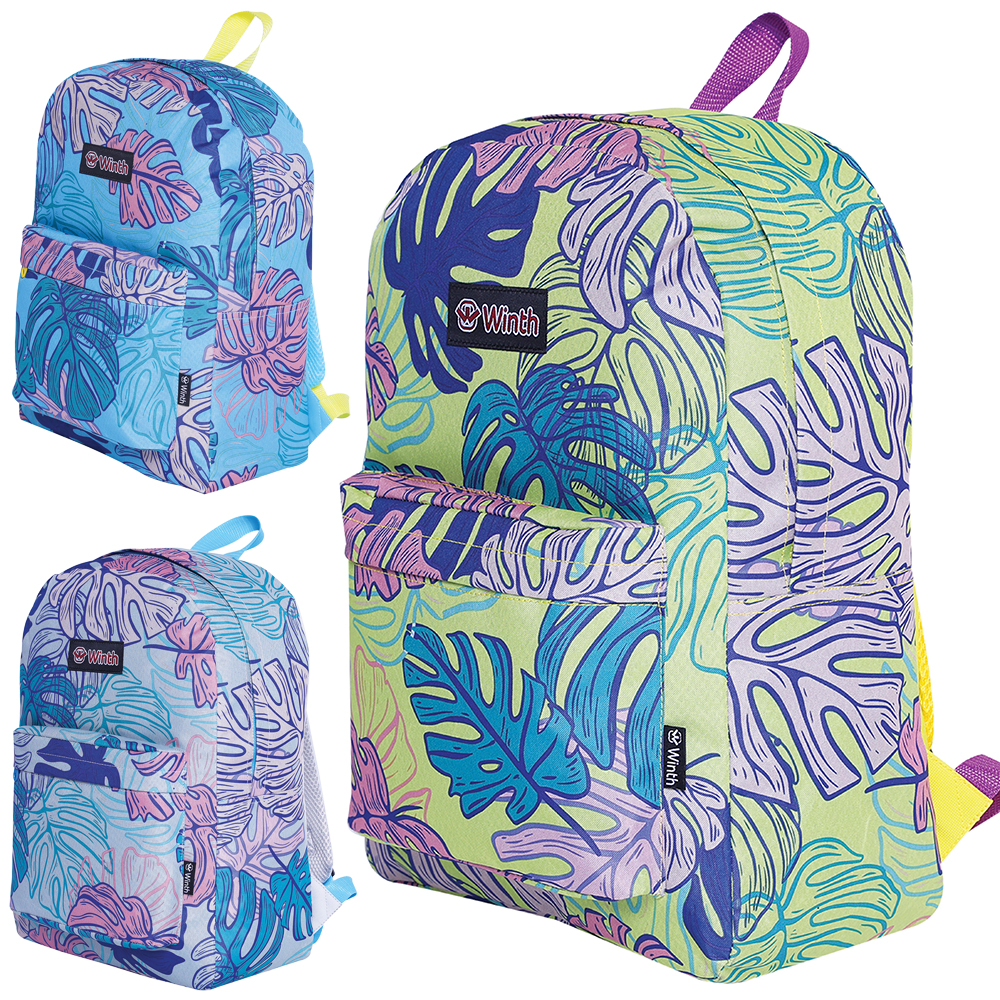 MOCHILA JUVENIL FEMININA BASIC WINTH FOLHAGEM COLORS 17,5''