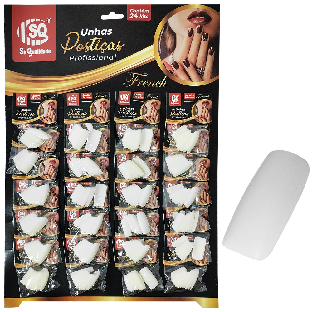 KIT DE UNHAS POSTICAS COMUM PARA MAOS FRENCH COM 576 PECAS