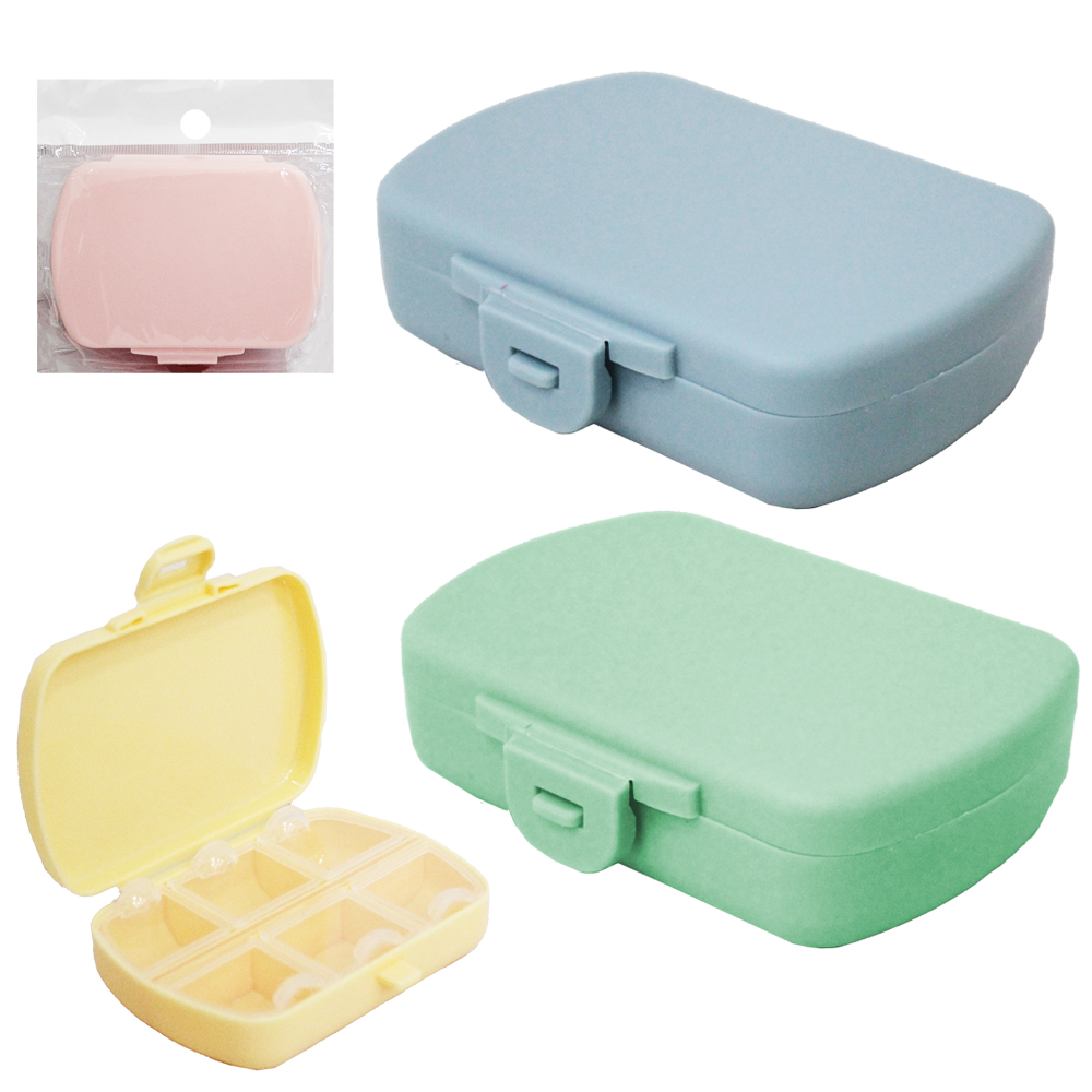 PORTA COMPRIMIDO DE PLASTICO RETANGULAR COM 6 COMPARTIMENTOS 9X7X2,5CM