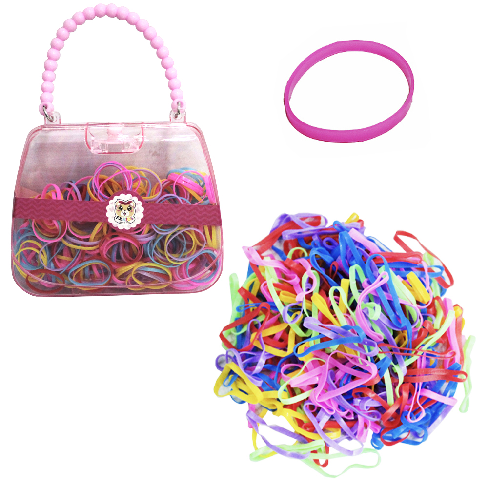KIT ACESSORIOS PARA CABELO ELASTICO / RABICO NO ESTOJO BOLSA