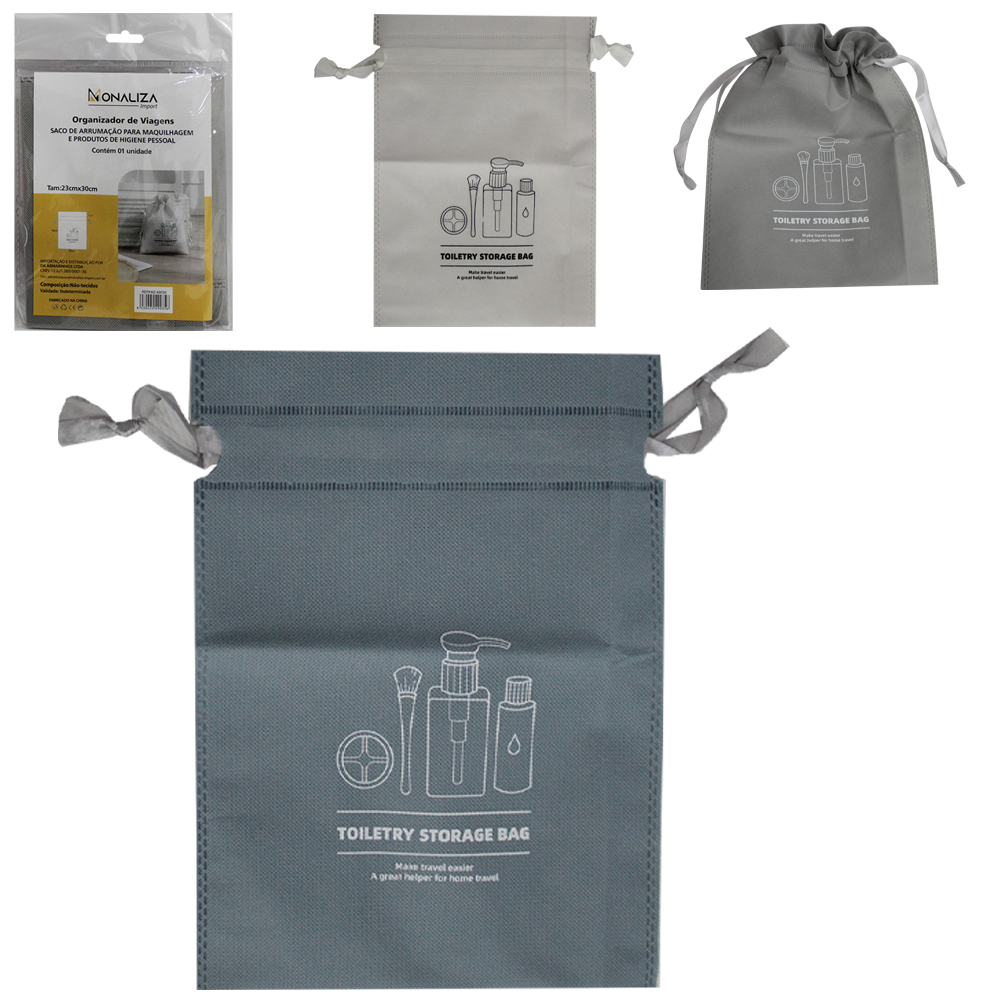 ORGANIZADOR DE VIAGENS SACO DE ARRUMACAO PARA MAQUIAGEM E PRODUTOS DE HIGIENE PESSOAL TNT 23X30CM 