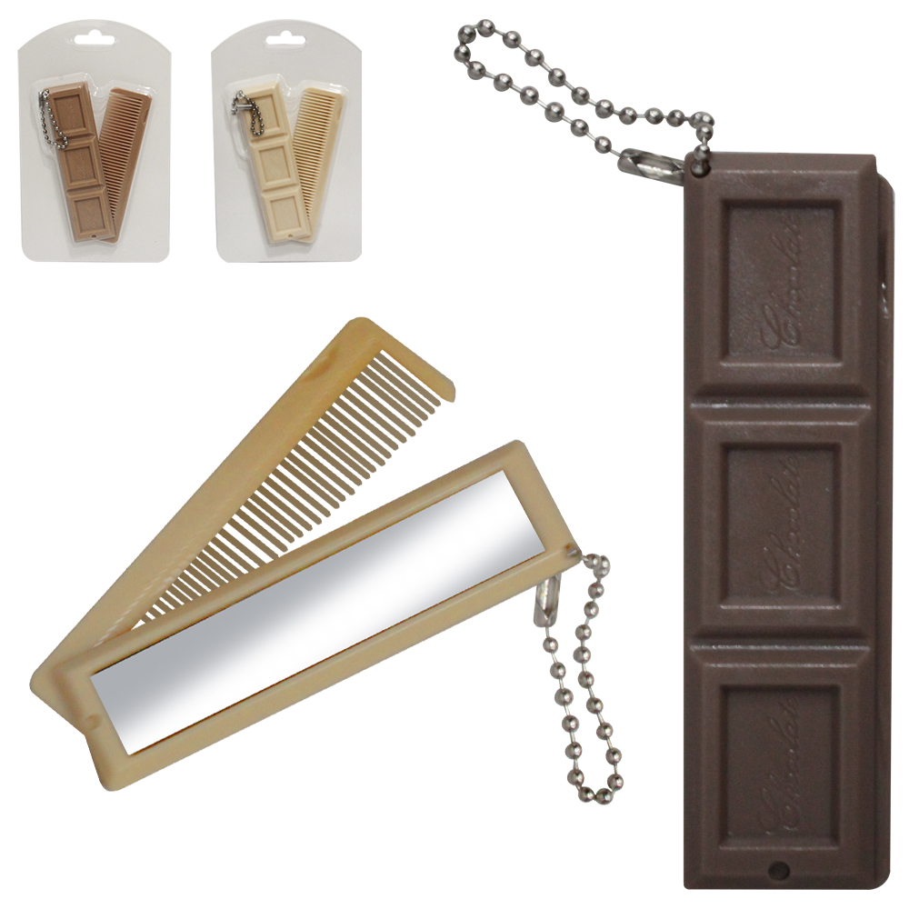 PENTE COM ESPELHO DE BOLSA CHOCOLATE