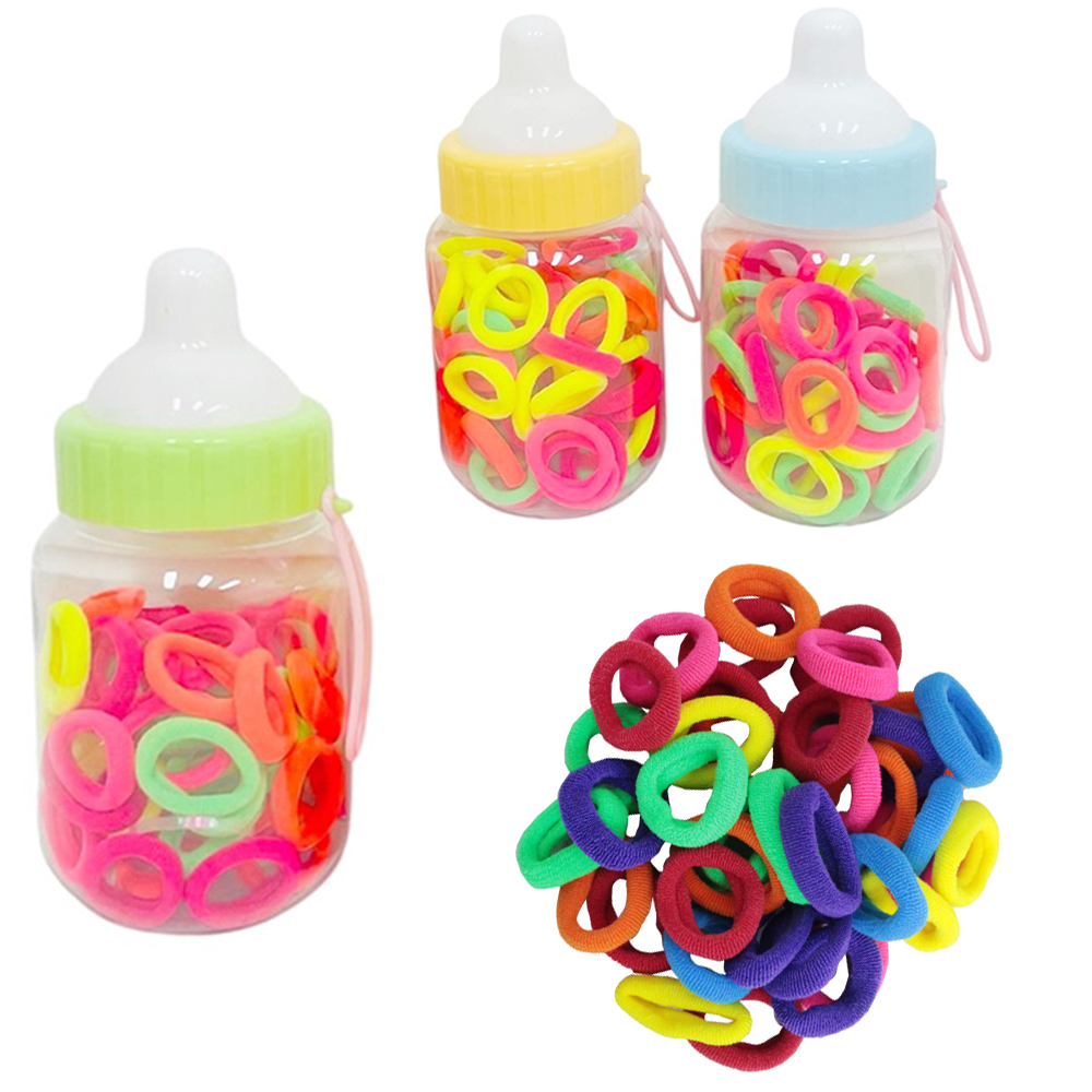 KIT ACESSORIOS PARA CABELO ELASTICO / RABICO COM 40 PECAS 2CM DE Ø NO POTE MAMADEIRA