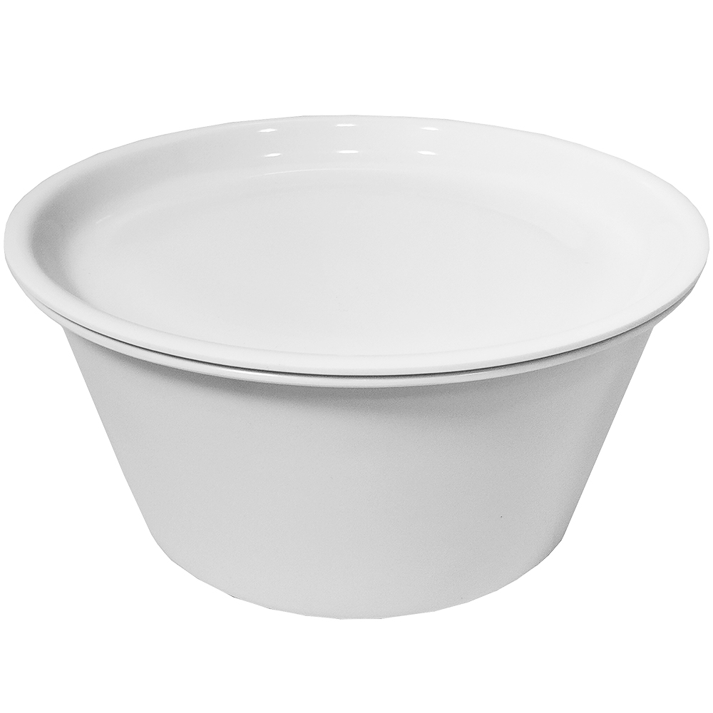TIGELA DE MELAMINA REDONDA BRANCO COM TAMPA 1,6L 19,5CM DE Ø